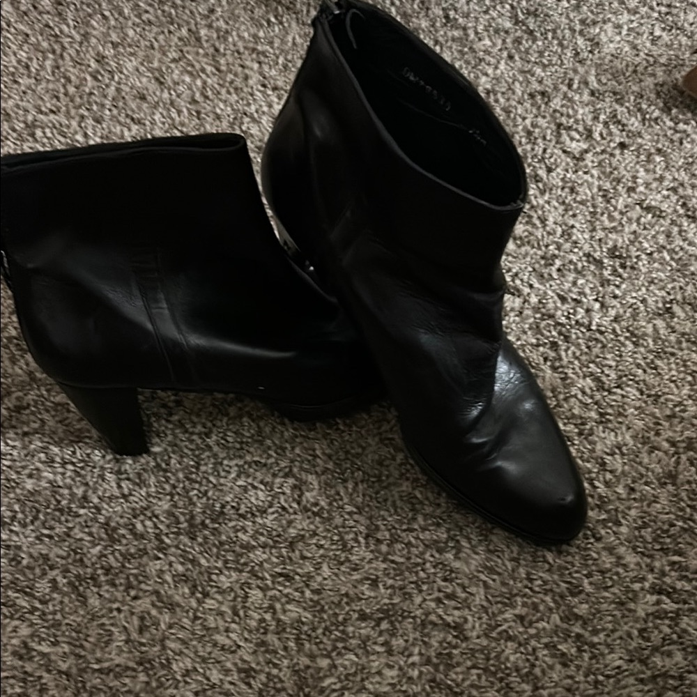 Stuart Weitzman Black Ankle Booties with Chunky Heel